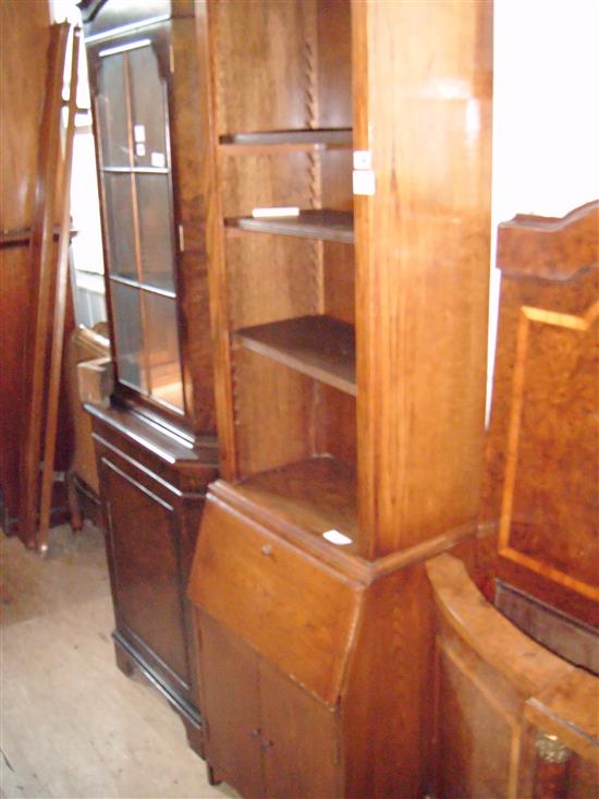 Slim oak bureau bookcase